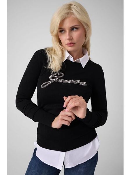 Guess Sweter W6BR53 Z1454 Czarny Regular Fit. Czarne swetry klasyczne Guess, s, z wiskozy, bez kołnierzyka. Za 309,99 zł.