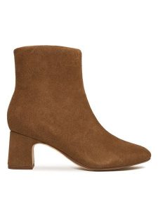 Clarks Botki Fernie Zip 26182938 Brązowy. Brązowe botki Clarks, bez wzorów, ze skóry, bez obcasa, na słupku, bez zapięcia. Za 569,99 zł.