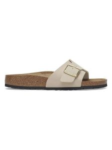 Birkenstock Klapki "Catalina" w kolorze beżowym rozmiar: 39. Brązowe klapki Birkenstock, bez wzorów, z otwartym noskiem, bez obcasa. Za 306,01 zł.