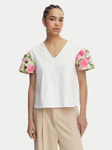 Liu Jo T-Shirt WA6513 J6308 Biały Relaxed Fit. Białe t-shirty Liu Jo, xs, bez wzorów, z bawełny, bez kołnierzyka, bez ramiączek. Za 285,99 zł.