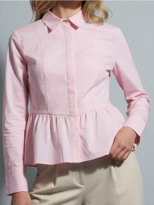 Koszula z krytą plisą i falbaną - różowy. Czerwone koszule Sinsay, l, bez wzorów, bez kołnierzyka, bez ramiączek. Za 49,99 zł.