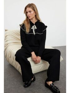 Trendyol 2-częściowy zestaw w kolorze czarnym rozmiar: M. Czarne swetry oversize Trendyol, m, bez wzorów, bez ramiączek. Za 118,84 zł.