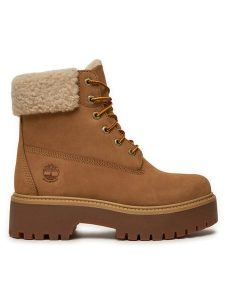 Timberland Trapery Stone Street TB0A2PU67541 Beżowy. Brązowe buty zimowe Timberland, z nubiku, bez obcasa, bez zapięcia. Za 889,99 zł.