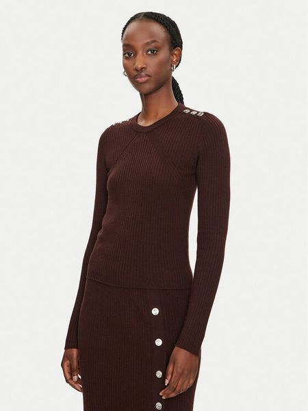 Pinko Sweter Costina 104020 A15S Brązowy Slim Fit. Brązowe swetry klasyczne Pinko, m, z syntetyku, bez kołnierzyka. Za 519,00 zł.