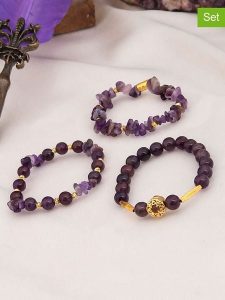 L'Atelier de Gaia Bransoletki (3 szt.) rozmiar: onesize. Różowe bransoletki L'Atelier de Gaia, z ametystem, z mosiądzu. Za 109,95 zł.