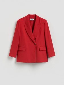 Marynarka z wiskozą - czerwony. Czerwone marynarki i żakiety Reserved, l, bez wzorów, z tkaniny. Za 249,99 zł.