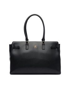 Tommy Hilfiger Torebka AW0AW19069 Czarny. Czarne shopper bag TOMMY HILFIGER, bez wzorów, ze skóry, bez dodatków. Za 649,99 zł.