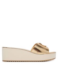 Aldo Klapki Menhaden 14190473 Złoty. Żółte klapki ALDO, bez wzorów, ze skóry, bez obcasa. Za 249,99 zł.