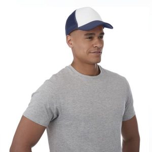 5panelowa Czapka Trucker. Białe czapki BULLET, bez wzorów, z materiału. Za 26,99 zł.
