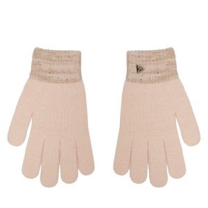 Rękawiczki Damskie Guess. Czerwone rękawiczki Guess, z aplikacjami, z dzianiny. Za 179,99 zł.