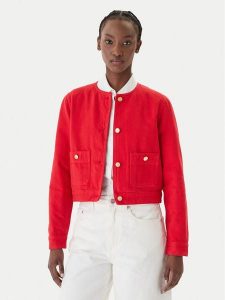 Tommy Hilfiger Kurtka jeansowa WW0WW48591 Pomarańczowy Regular Fit. Brązowe kurtki TOMMY HILFIGER, bez wzorów, z bawełny, bez kaptura. Za 554,99 zł.