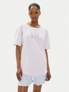 Gap T-Shirt 627139-02 Fioletowy Loose Fit. Fioletowe t-shirty GAP, xs, bez wzorów, z bawełny, bez kołnierzyka, bez ramiączek. Za 129,99 zł.