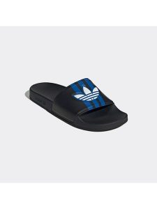 Adidas Klapki "Adilette" w kolorze czarnym rozmiar: 40,5. Czarne klapki ADIDAS, bez wzorów, z otwartym noskiem, bez obcasa. Za 127,35 zł.