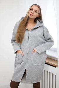 Bluza ocieplana rozpinana z dłuższym tyłem szara. Szare bluzy KESI, l, bez wzorów, z bawełny, z kapturem. Za 218,51 zł.