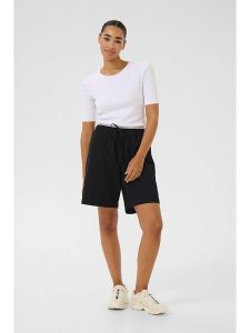 Kaffe Szorty "Naya" w kolorze czarnym rozmiar: 42. Czarne szorty Kaffe, bez wzorów, z bawełny, z podwyższonym stanem. Za 86,99 zł.