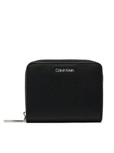 Calvin Klein Portfel Ck Must Md Zip Around W/Flap LV04F1029G Czarny. Czarne portfele Calvin Klein, bez wzorów, ze skóry. Za 189,99 zł.