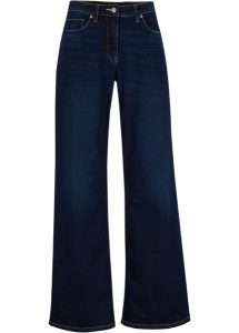 Dżinsy Wide Leg, mid waist, z wygodnym paskiem. Niebieskie jeansy bonprix, bez wzorów, z jeansu. Za 147,99 zł.
