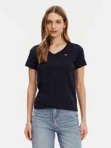 Gant T-Shirt Shield 4200750 Granatowy Regular Fit. Niebieskie t-shirty GANT, xs, bez wzorów, z bawełny, bez kołnierzyka, bez ramiączek. Za 129,99 zł.
