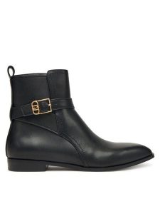 Liu Jo Botki Liz 01 SF5123 P0102 Czarny. Czarne botki Liu Jo, bez wzorów, ze skóry, bez obcasa, na płaskiej podeszwie, bez zapięcia. Za 539,99 zł.