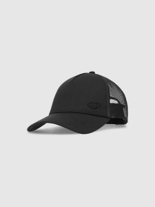 4F Czapka z daszkiem trucker uniseks - czarna S/M. Czarne czapki 4f, z aplikacjami, z elastanu, sportowe. W wyprzedaży za 59,99 zł.