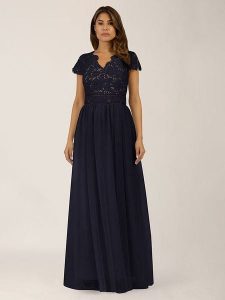 APART Sukienka w kolorze granatowym rozmiar: 38. Niebieskie sukienki Apart, bez wzorów, z koronki, bez kołnierzyka, bez ramiączek, maxi. Za 260,99 zł.