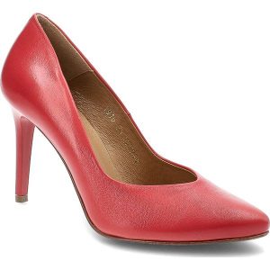 Czerwone Czółenka Clasicco Damskie Eleganckie Obuwie. Czerwone czółenka Clasicco, bez wzorów, ze skóry, bez obcasa, na obcasie, bez zapięcia. Za 259,00 zł.