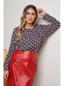Plus Size Company Bluzka "Acoza" w kolorze granatowo-czerwonym rozmiar: 50. Czerwone bluzki Plus Size Company, plus size, bez wzorów, klasyczne, bez kołnierzyka, plus size, bez ramiączek. Za 87,81 zł.