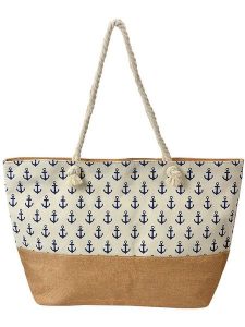 Clayre & Eef Shopper bag w kolorze jasnobrązowo-białym - 50 x 36 x 1 cm rozmiar: onesize. Białe shopper bag Clayre & Eef, bez wzorów, z materiału, na ramię, bez dodatków. Za 57,06 zł.