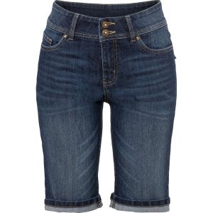 Bermudy dżinsowe. Niebieskie jeansy bonprix, bez wzorów, z jeansu. Za 97,99 zł.