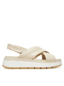 Clarks Sandały Tuscan Cross 26181470 Écru. Sandały Clarks, bez wzorów, ze skóry, bez obcasa, na płaskiej podeszwie, bez zapięcia. Za 449,99 zł.