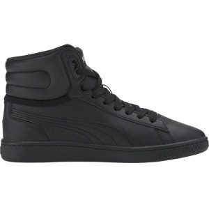 Damskie Buty Sportowe Vikky V2 Ze Skóry Ekologicznej O Średnim Kroju. Czarne buty trekkingowe Puma, ze skóry ekologicznej, bez zapięcia. Za 249,99 zł.