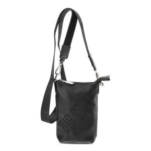Czarna Stylowa Mała Torebka Damska na Ramię Big Star. Czarne shopper bag Big Star, bez wzorów, na ramię, małe, bez dodatków. Za 99,99 zł.