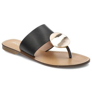 Czarne Klapki Moow Eleganckie Damskie Buty. Czarne klapki Moow, bez wzorów, ze skóry ekologicznej, bez obcasa. Za 105,00 zł.