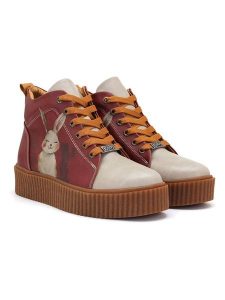 Goby Sneakersy w kolorze czerwono-kremowym rozmiar: 37. Brązowe trampki Goby, bez wzorów, za kostkę, bez zapięcia. Za 339,99 zł.