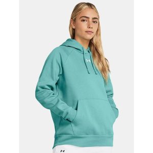 Bluza fitness damska UNDER ARMOUR Rival Fleece z kapturem. Czarne bluzy Under Armour, xl, bez wzorów, z kapturem. Za 192,00 zł.