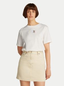 Tommy Jeans T-Shirt Color Varsity DW0DW21337 Écru Relaxed Fit. T-shirty Tommy Jeans, xxs, bez wzorów, z bawełny, bez kołnierzyka, bez ramiączek. Za 119,99 zł.