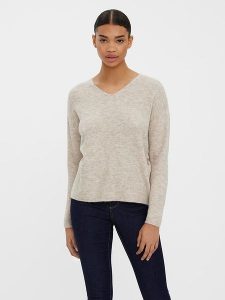 Vero Moda Sweter w kolorze kremowym rozmiar: L. Brązowe swetry oversize Vero Moda, l, bez wzorów, bez ramiączek. Za 65,69 zł.