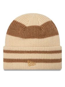 New Era Czapka Stripe Cuff Knit Beanie 60580764 Beżowy. Brązowe czapki New Era, bez wzorów, z materiału. Za 139,99 zł.