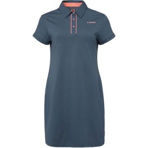 Sukienka damska Loap Barda - niebieska z fluorescencyjnym pomarańczem, rozmiar L. Brązowe sukienki WOMEN'S HEALTH, l, bez wzorów, sportowe, bez kołnierzyka, bez ramiączek, sportowe. Za 94,11 zł.