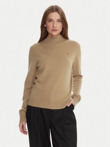 Tommy Hilfiger Sweter WW0WW47468 Beżowy Regular Fit. Brązowe swetry klasyczne TOMMY HILFIGER, m, z wełny, bez kołnierzyka. Za 599,99 zł.