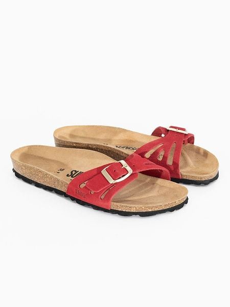 Sunbay Klapki "Freezia" w kolorze koralowym rozmiar: 37. Czerwone klapki Sunbay, bez wzorów, z otwartym noskiem, bez obcasa. Za 123,53 zł.