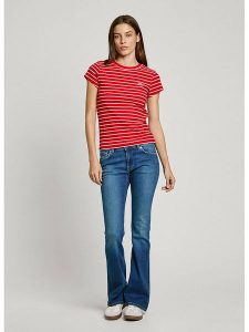 Pepe Jeans Koszulka "Meribel" w kolorze czerwono-białym rozmiar: XL. Czerwone bluzki Pepe Jeans, xl, bez wzorów, z jeansu, bez kołnierzyka, bez ramiączek. Za 105,38 zł.