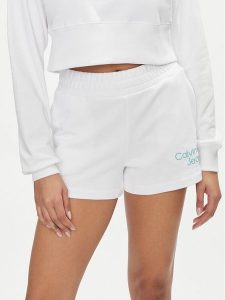 Calvin Klein Jeans Szorty sportowe Stacked Institutional J20J223136 Biały Relaxed Fit. Białe spodenki sportowe Calvin Klein Jeans, xl, bez wzorów, z bawełny. Za 229,99 zł.