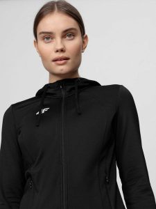 4F Bluza treningowa damska M. Czarne bluzy 4f, m, bez wzorów, z dzianiny, z kapturem. Za 229,99 zł.