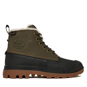 Trapery Palladium. Zielone buty zimowe Palladium, bez obcasa, bez zapięcia. Za 699,99 zł.