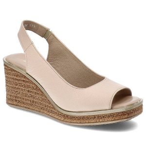 Różowe Sandały Lemar Wygodne Buty Skórzane. Czerwone sandały Lemar, bez wzorów, z koronki, bez obcasa, na koturnie, bez zapięcia. Za 199,00 zł.