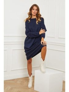 Joséfine Sukienka dzianinowa "Fastidius" w kolorze granatowym rozmiar: M. Niebieskie sukienki Joséfine, m, bez wzorów, z dzianiny, bez kołnierzyka, bez ramiączek, maxi. Za 148,61 zł.