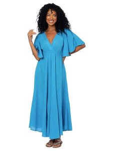 Aller Simplement Sukienka w kolorze niebieskim rozmiar: 34-40. Niebieskie sukienki Aller Simplement, bez wzorów, z bawełny, bez kołnierzyka, bez ramiączek, maxi. Za 108,99 zł.