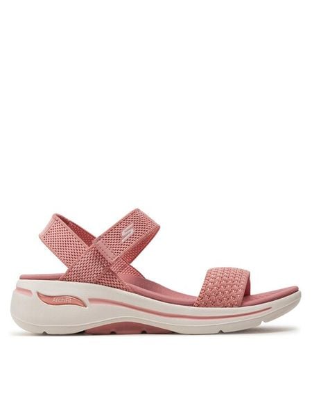 Skechers Sandały Go Walk Arch Fit Sandal-Polished 140264/ROS Różowy. Czerwone sandały Skechers, bez wzorów, z materiału, bez obcasa, na płaskiej podeszwie, bez zapięcia. Za 289,99 zł.
