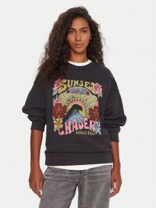 Roxy Bluza Lineup ERJFT05006 Czarny Relaxed Fit. Czarne bluzy Roxy, m, bez wzorów, z bawełny, bez kaptura. Za 269,99 zł.